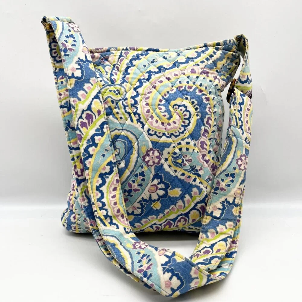 Vera Bradley Capri Blue Cotton Crossbody With Wristlet & Glasses Case_2